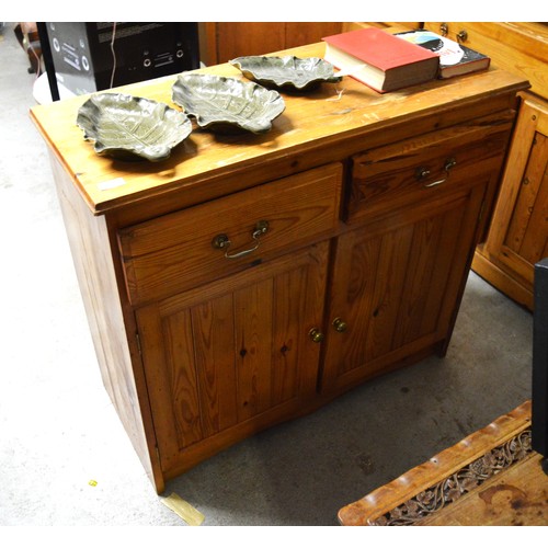 13 - Pine Cabinet having Two Drawers over Two Cupboards