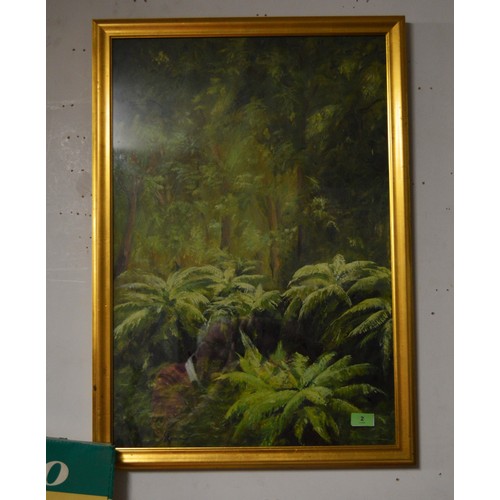 2 - Large Oil Painting of a Forest Scene Framed by Veronica Hartley and Signed 