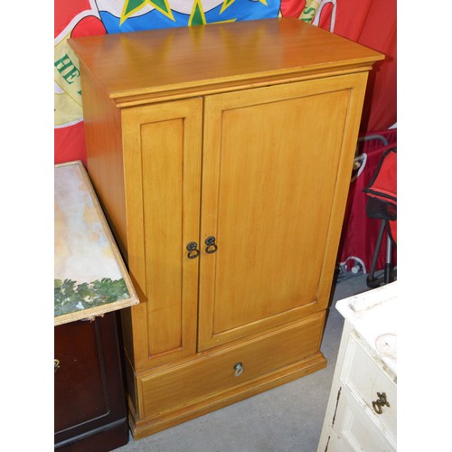 9 - Lightwood Cabinet having Hidden Storage for CDs and DVDs and with Slide/Pull Doors and Drawers