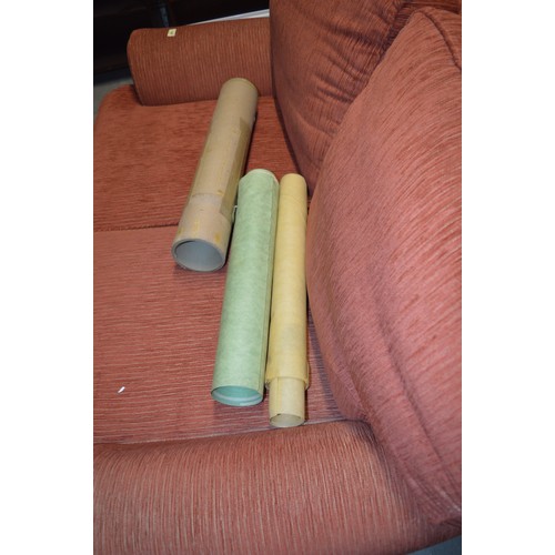 198 - A Cardboard Tube Containing Rolls of Coloured Parchment