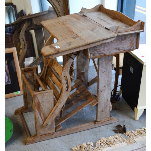 5 - Vintage School Desk with Integral Height Adjustable Chair (Needs Attention - Missing Catch/Retainer ... 