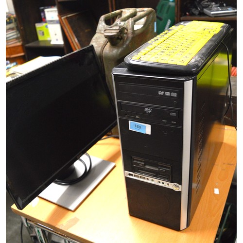 160 - Tower PC with Windows XP, Dell Screen and Keyboard