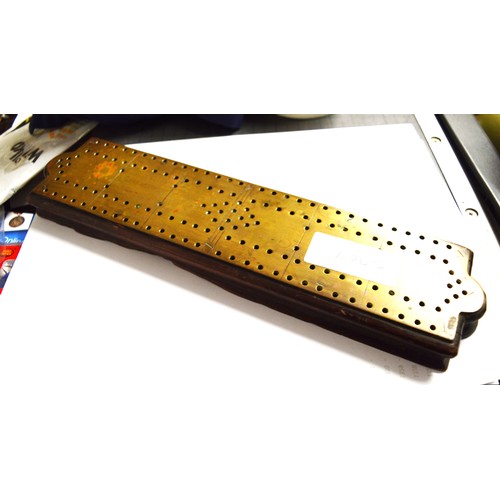 2 - A Brass and Wood Cribbage Board