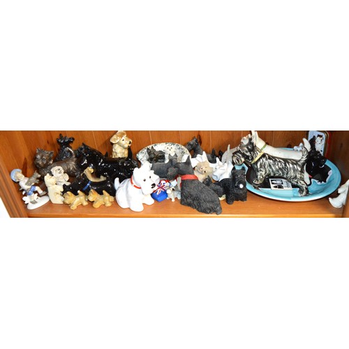 63 - Collection Scottie/Terrier Dog Ornaments:  Treen, Porcelain, Resin, Stone, etc (Not for Posting)