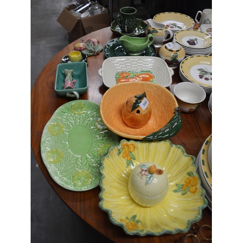 74 - Large Selection of Majolica Bowls, Marmalade Pots, Candle Stand, Leaf Plates, Jugs, etc (approx 13) ... 