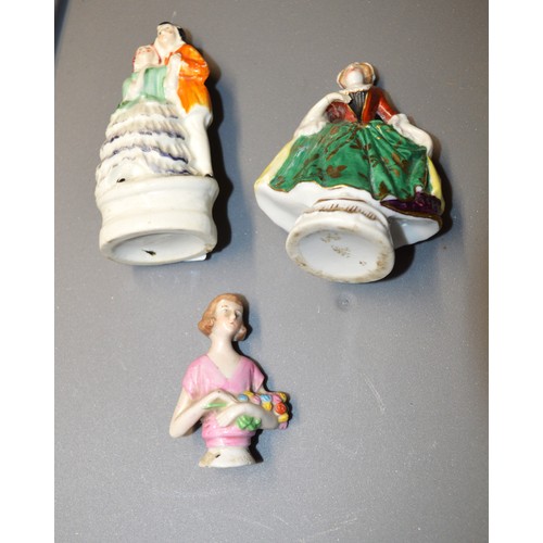 6 - Three Miniature Porcelain Ornaments including a Half Doll