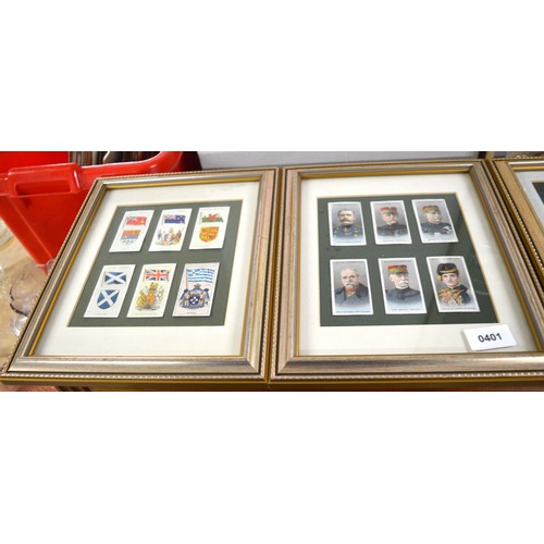 49 - Three Framed and Mounted Sets of Edwardian Cigarette Cards I(One set of Five and Two Sets of Six)