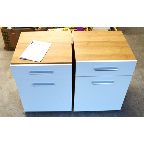 179 - A Pair of Flexi Storage Bedside Chests in Riviera Oak with White High Gloss Fronts