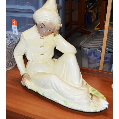 70 - A Large Hand Painted Plaster Cast Figure of a Reclining Boy approx. 21