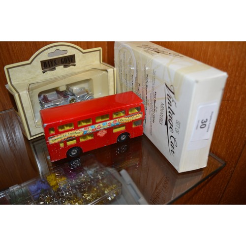 30 - Matchbox Super Kings London Bus with Bell, Plus Corgi Whizz Wheels VW 1300, Plus Days' Gone Rolls Ro... 