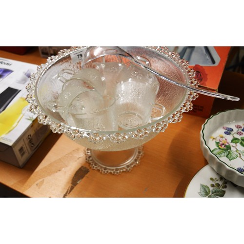 79 - Punch Bowl and Six Glasses (with Plastic Serving Spoon)