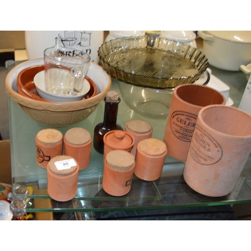 86 - Kitchen/Baking Ware:  a Set of Henry Watson Pottery Storage Vessels (Celery/Utensils/Herbs, etc), Pl... 