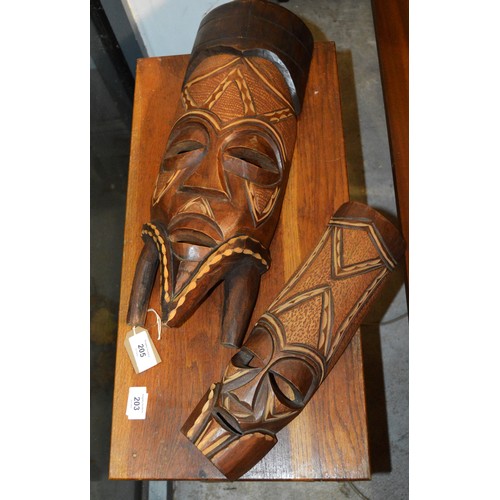 205 - Two Carved Wood African Masks