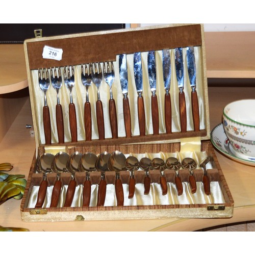 216 - A Teak and Stainless Steel 24 Piece  Canteen of Cutlery by Ashbury of, England