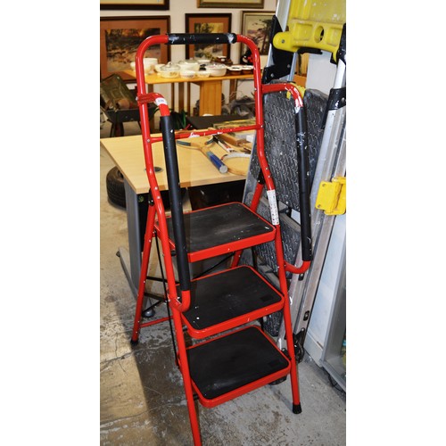 135 - Three Tier Folding Step Stool in Red