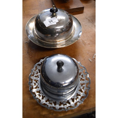 95 - Silver Plated Muffin Dish, Plus a Butter-Ball Serving Dish