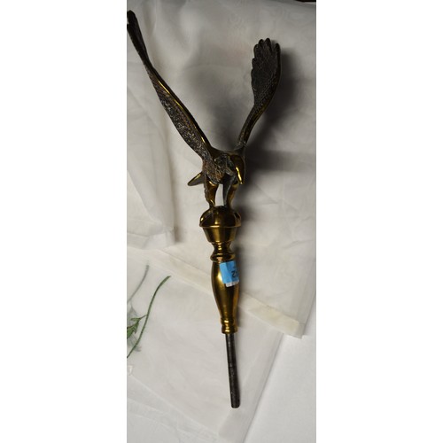 100 - Heavy Brass Eagle Mascot with Prong for attachment to a Standard or Possibly a Barge (Tiller Pin) - ... 