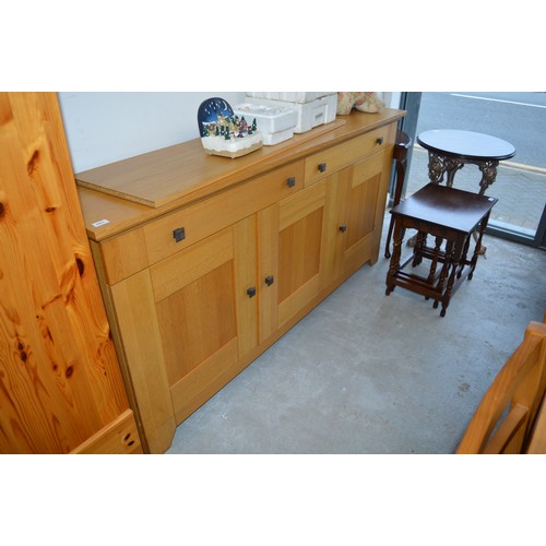 186 - John Lewis Light Oak and Oak Veneer Sideboard (European Wood Classic) Having Two Wide Drawers Over T... 