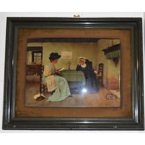 205 - Two Framed Victorian Prints under Glass by George Goodwin Kilburne (1834-1924) 23x 19