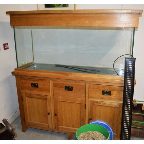 200 - An Aquarium on an Oak Base - approx. 5 Ft Long, with Two Plantgo Light Strips, Plus a Large Tub of G... 