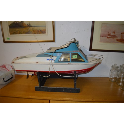 Model Motor Boat on Plinth