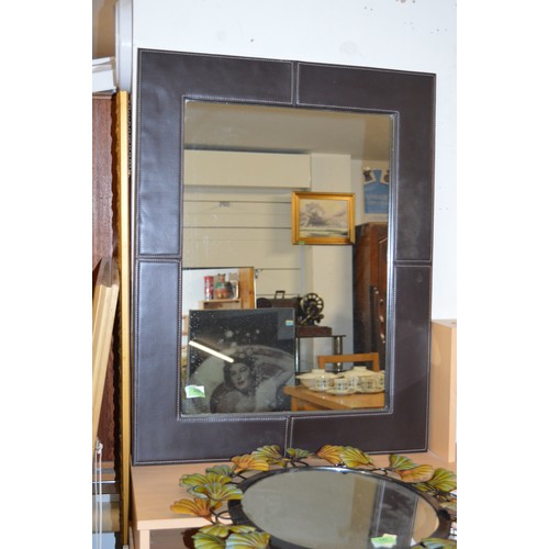 248 - Brown Leather Framed Wall Mirror