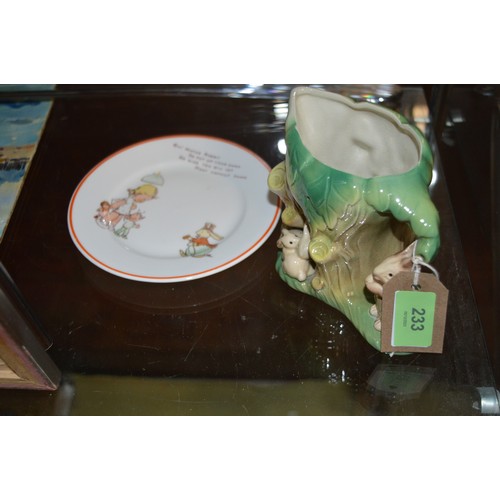 40 - A Hornsea Bunny Rabbit/Fauna Jug (1950s), Plus a Shelly Mabel Lucy Atwell Nursery Plate 