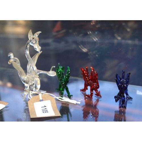48 - Four Hand Crafted Glass Dragons