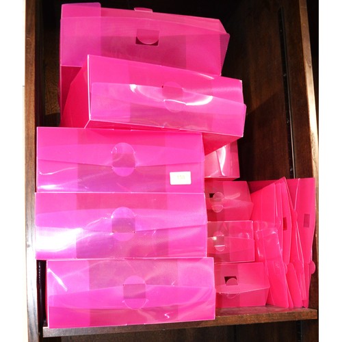 78 - Five Large and Four Small Pink Plastic Boxes etc.