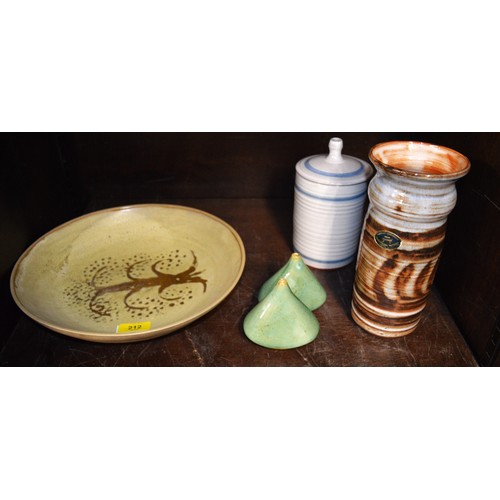 102 - Good Selection of Studio Pottery including a Large Bowl with Tree Design, Salt and Pepper Cruet, Plu... 