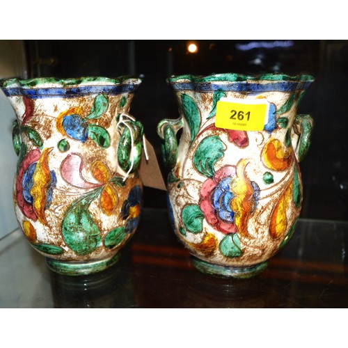109 - A Pair of Sgraffito Vases having an Italian Majolica Colour Finish - 7