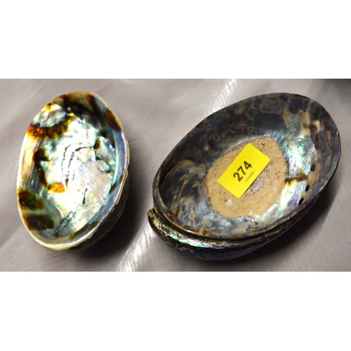 123 - Two Large Abalone Sea Shells (excellent soap receptacles for bathroom)