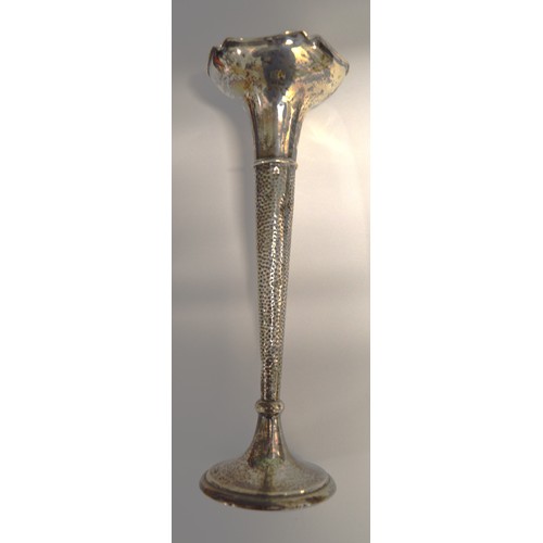 124 - A Silver Trumpet Vase have tapered beaten stem (approx 9.5 Inches High) - Registration Number 549415... 