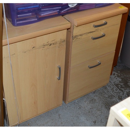 131 - Two Lightwood Veneered Study Cabinets (one with Filing Drawer