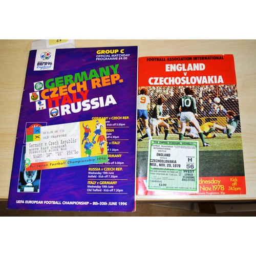 17 - Two International Football Programmes and Tickets
England V Czechoslovakia (1987) at Wembley
Germany... 