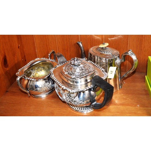 21 - Three Silver Plate Items (Part Tea Set)