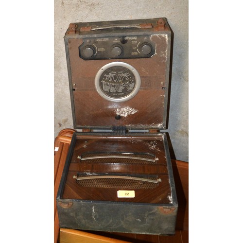 22 - One Vintage Cased Radio (Distressed)