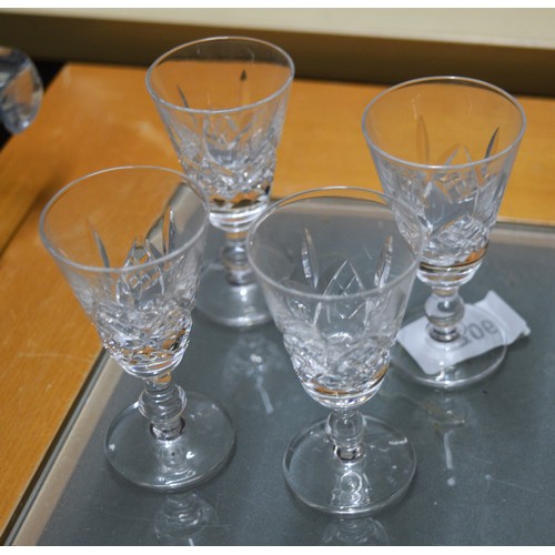 62 - Four (Unmarked) possibly Stuart Crystal Liqueur Glasses