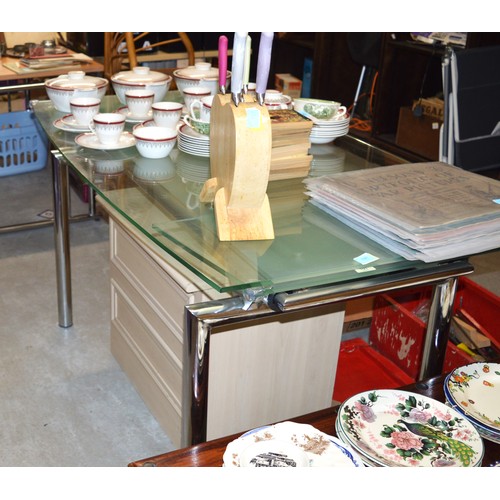 63 - Glass Topped Dining Table