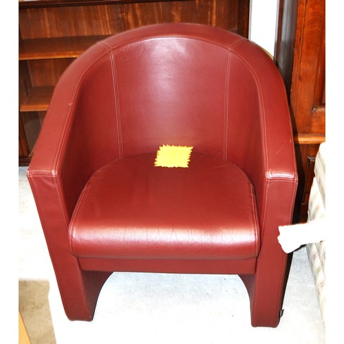 71 - A Burgundy Leather Effect Tub Chair by Verco