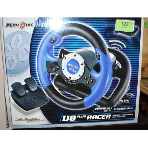 129 - A Play-On Wireless Steering Wheel - compatible with Playstations