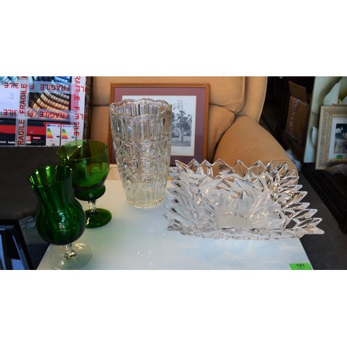 136 - Two Pieces of Glassware - Glacier Bowl and  Tall Vase