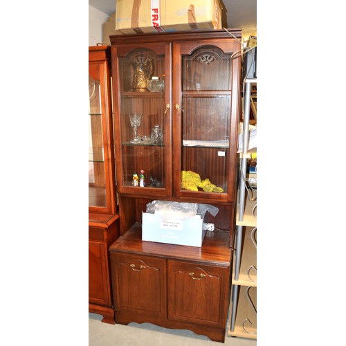 133 - Reproduction Mahogany Glazed Display Cabinet with Two Cupboards