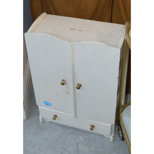 177 - A Small White Two-Door Cabinet with Under-Drawer