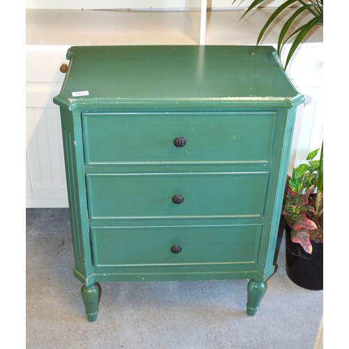 164 - Three-Drawer Dark Green Painted Chest