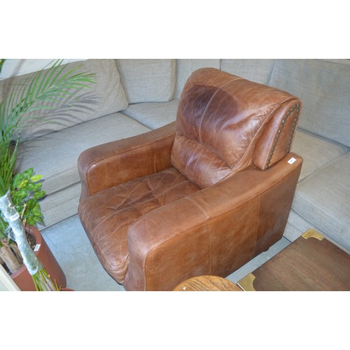 208 - Brown Leather Armchair