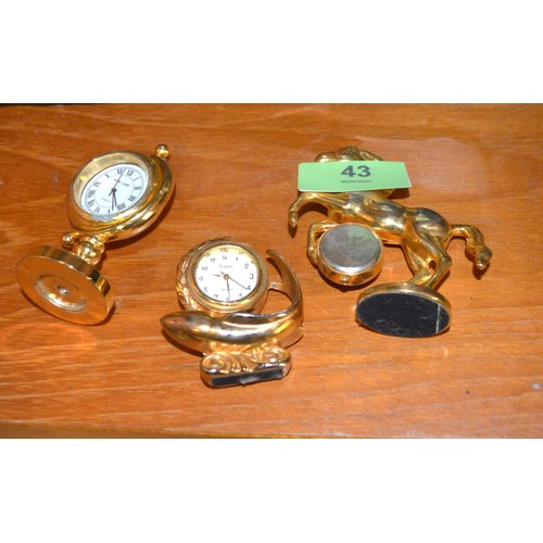 43 - Three Quartz Miniature Novelty Clocks