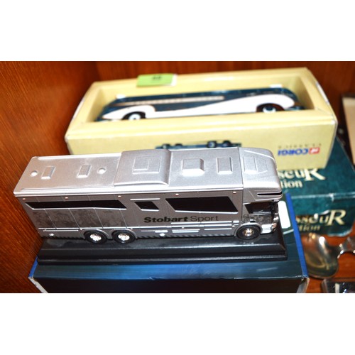 48 - Two Corgi - 'Greyhound Lines' die cast buses - The Connoisseur Collection and Stobart Coach, Mint in... 