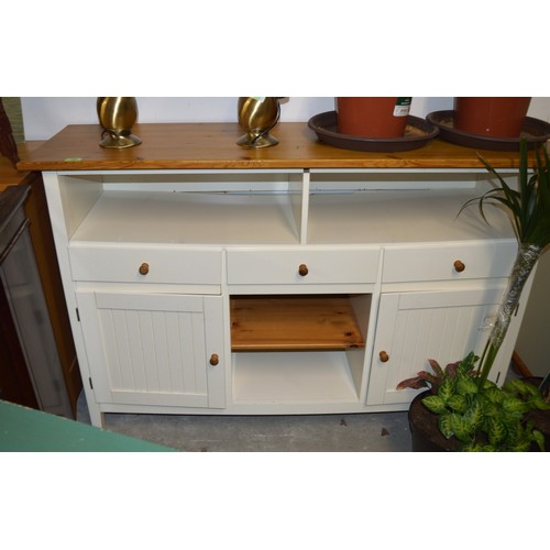 165 - White Kitchen Cupboard with Two Drawers over Open Shelving and Two Cupboards