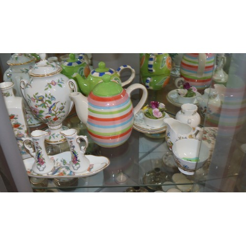 35 - Assorted China-Ware:  Wedgwood, Aynsley, and Minton Plus two Modern Teapot and Cup Sets